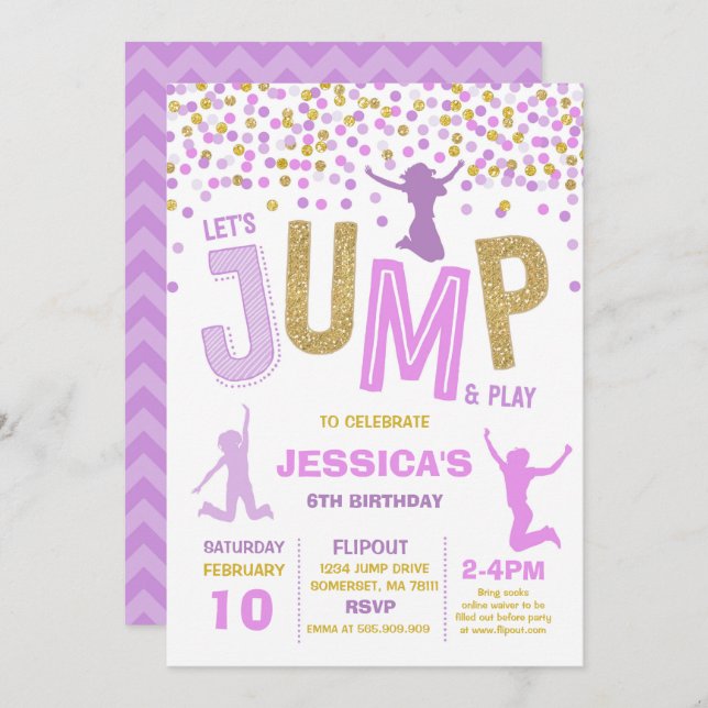 Jump Birthday Invitation Jump Trampoline Party (Front/Back)