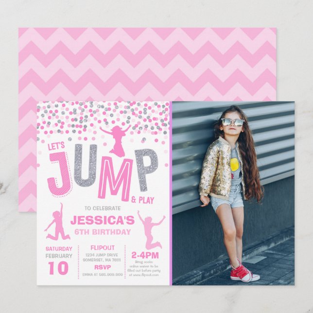 Jump Birthday Invitation Jump Trampoline Party (Front/Back)