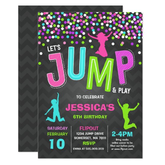 Jump Birthday Invitation Jump Trampoline Party | Zazzle.com