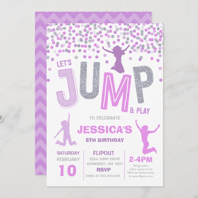 Jump Birthday Invitation Jump Trampoline Party (Front/Back)