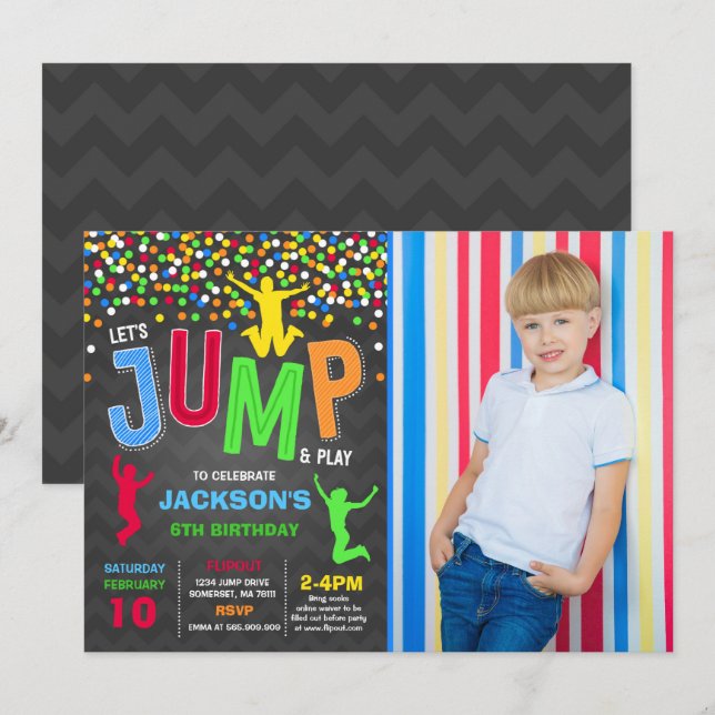 Jump Birthday Invitation Jump Trampoline Party (Front/Back)