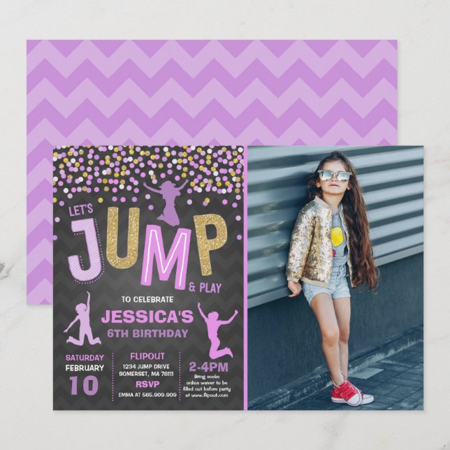 Jump Birthday Invitation Jump Trampoline Party (Front/Back)