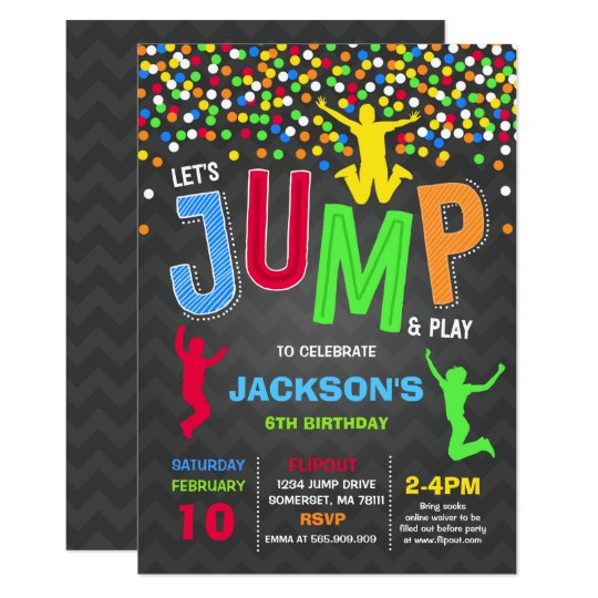 Jump Birthday Invitation Jump Trampoline Party | Zazzle.com