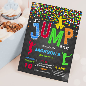 Jump Birthday Invitation Jump Trampoline Party by PixelPerfectionParty at Zazzle