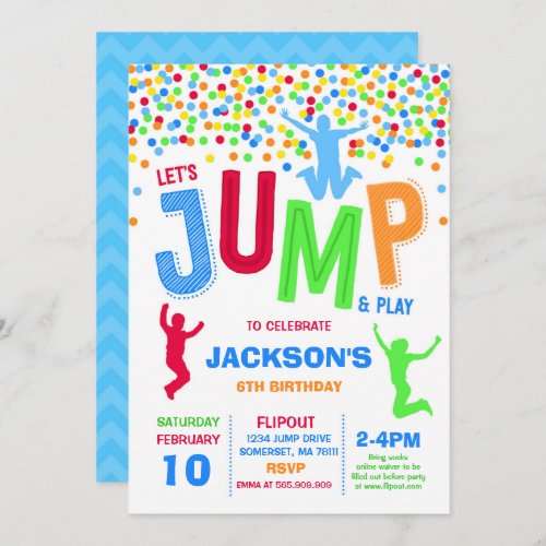 Jump Birthday Invitation Jump Trampoline Party