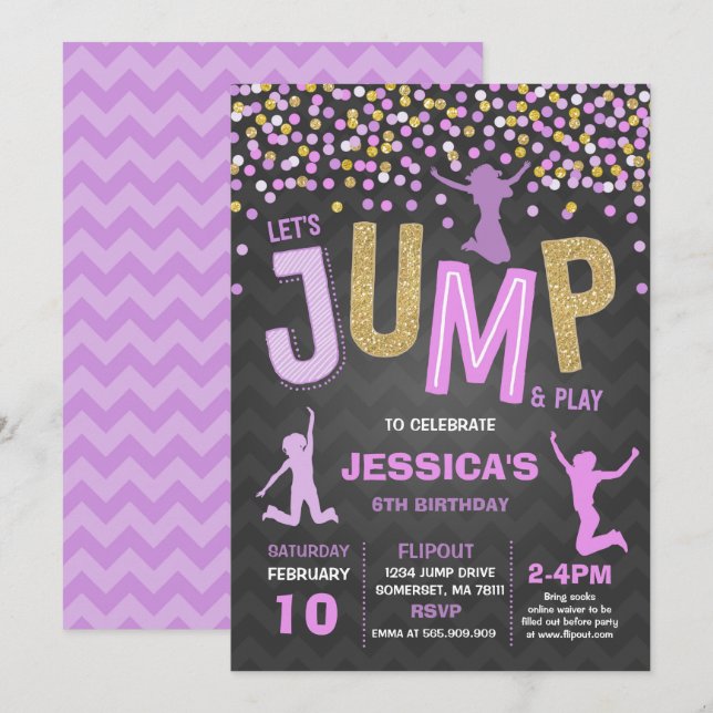 Jump Birthday Invitation Jump Trampoline Party (Front/Back)