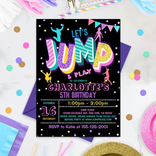 Jump Birthday Invitation Jumping Trampoline Party