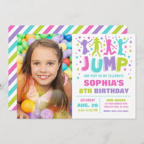 Jump Birthday Invitation Trampoline Bounce House Invitation