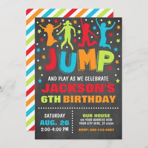 Jump Birthday Invitation Trampoline Bounce House  Invitation