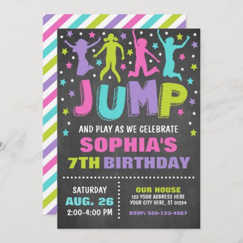 Jump Birthday Invitation Trampoline Bounce House  Invitation