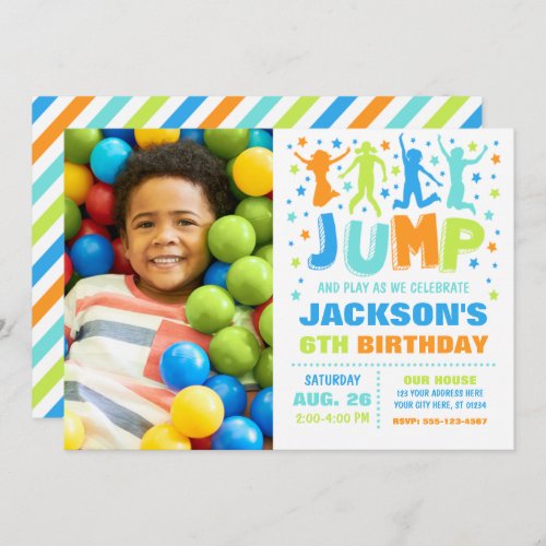 Jump Birthday Invitation Trampoline Bounce House Invitation