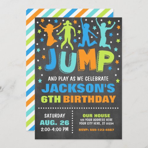 Jump Birthday Invitation Trampoline Bounce House  Invitation