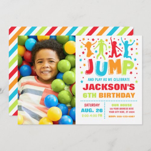 Jump Birthday Invitation Trampoline Bounce House  Invitation