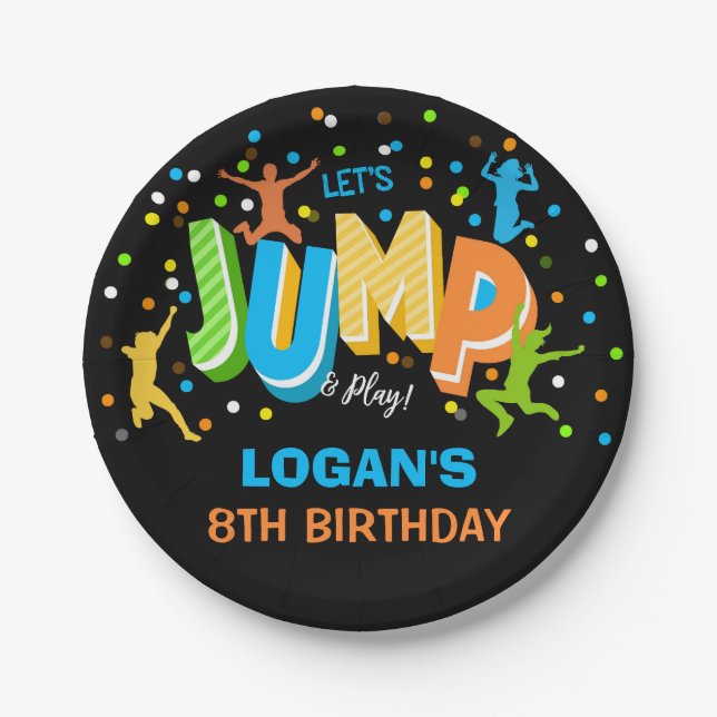 Jump Birthday Paper Plate (Front)