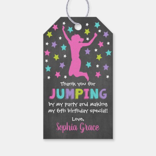 Jump Birthday Party Favor Tags Girl Gift Tags