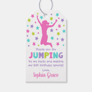 Jump Birthday Party Favor Tags, Girl Gift Tags