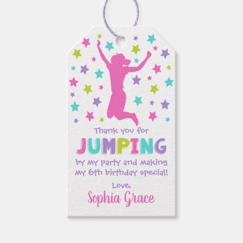 Jump Birthday Party Favor Tags Girl Gift Tags