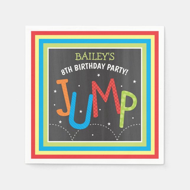 Jump Birthday Party Trampoline Bounce House Napkins (Front)
