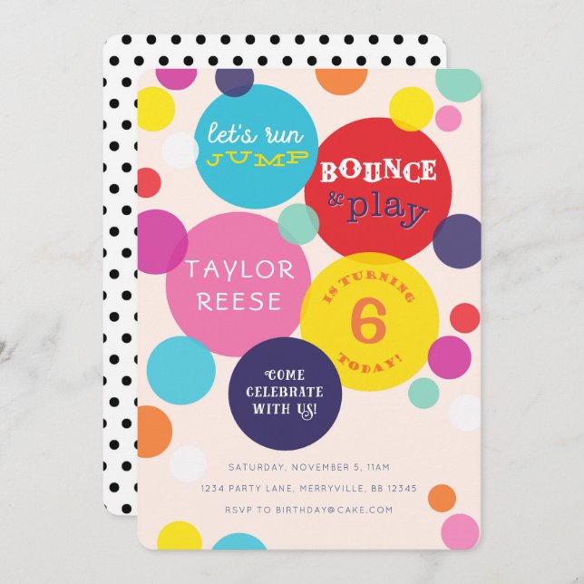 Jump Bounce House Birthday Invitation (Front/Back)