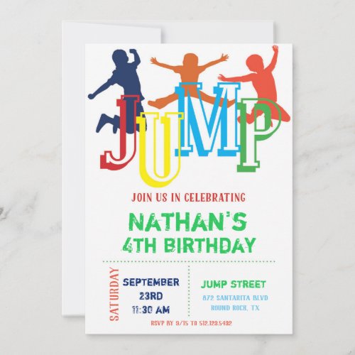 Jump Bounce House Birthday Party Invitation