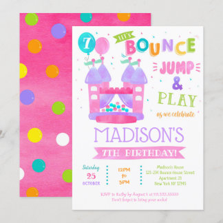 Jump Bounce House Birthday Party Invitations