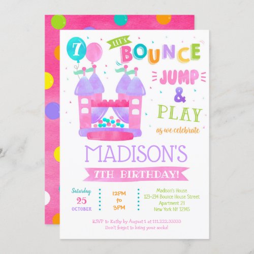 Jump Bounce House Birthday Party Invitations