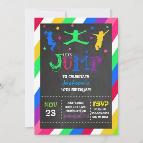 Jump Bounce House Trampoline Birthday Invitation