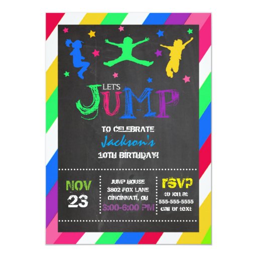 Jump Bounce House Trampoline Birthday Invitation | Zazzle