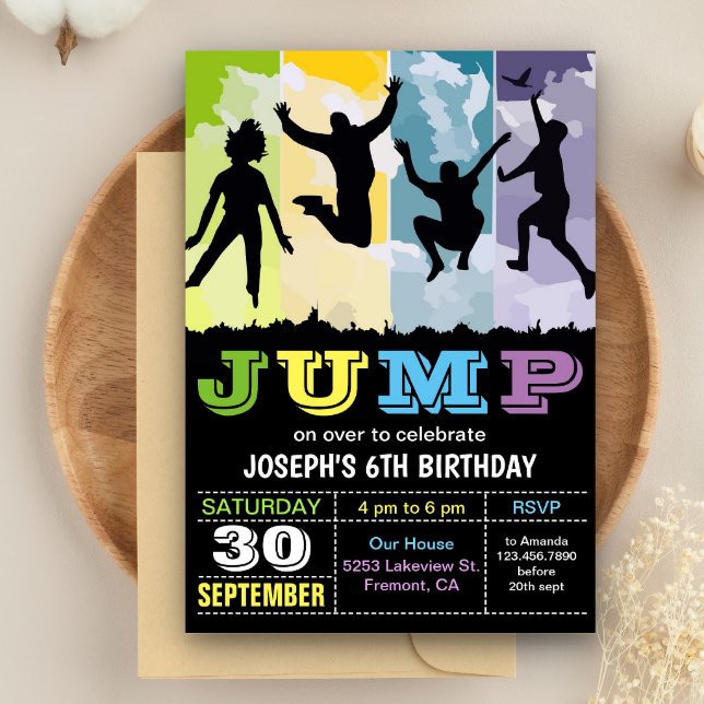 Jump Bounce House Trampoline Party Birthday Invite