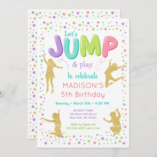 Jump Bounce Party Birthday Invitation