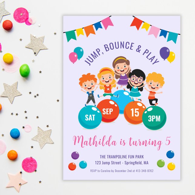 Jump Bounce Play Indoor Playground Birthday Party Invitation (Jump Bounce Play Indoor Playground Birthday Party Invitation)