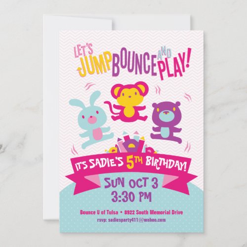 Jump Bounce Play Inflatables Birthday Invitation