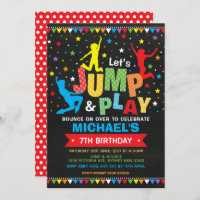 Jump, Bounce, Play! Trampoline Birthday Party Invitation