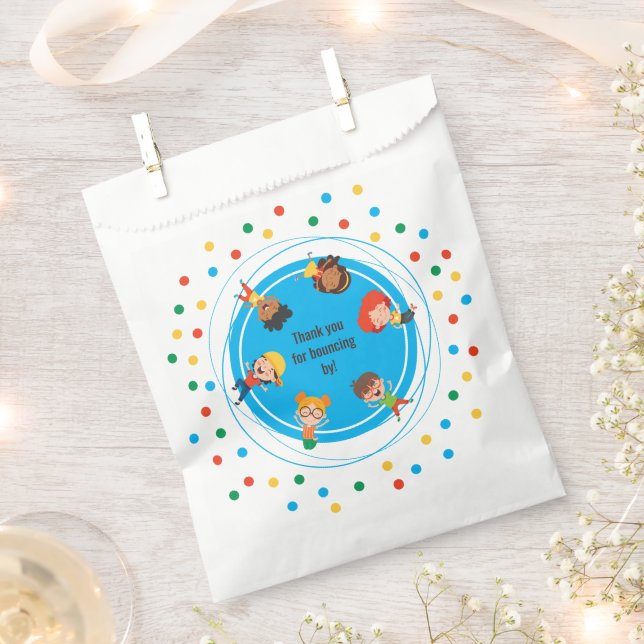 Jump Bounce Play Trampoline Park Birthday Party Favor Bag (Clipped)
