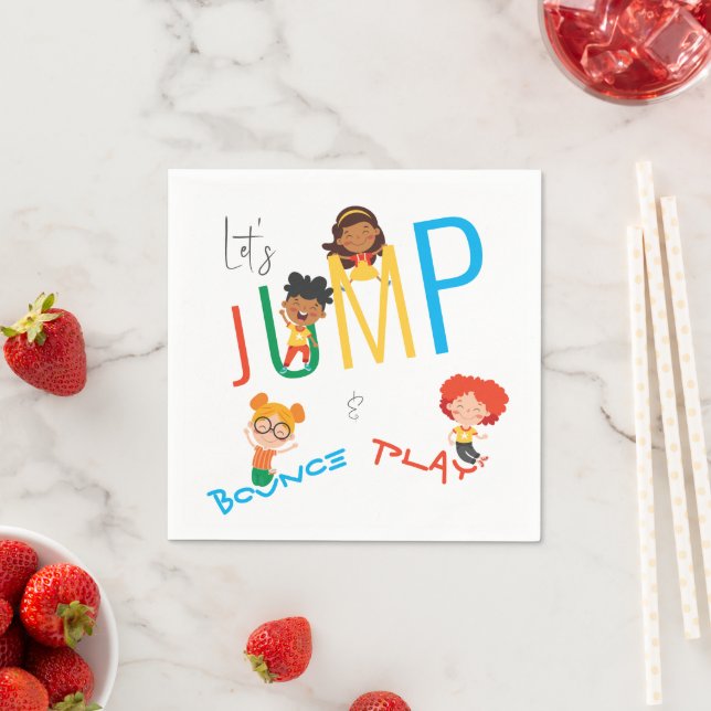 Jump Bounce Play Trampoline Park Party Birthday Napkins (Insitu)