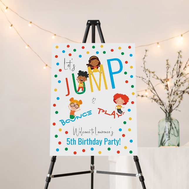 Jump Bounce Play Trampoline Party Welcome Sign (In Situ (Stand))