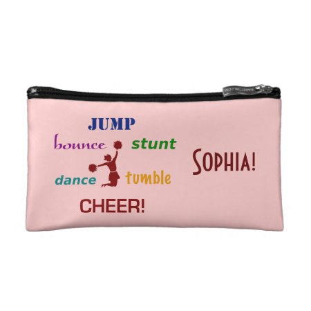 Jump, Bounce, Stunt Cheerleader Small Cosmetic Bag