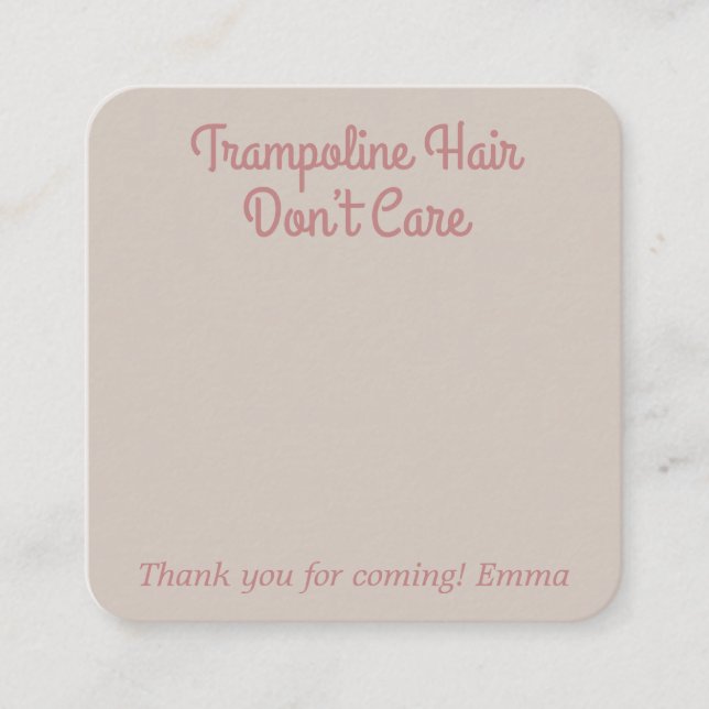 Jump Bounce Trampoline Boho Hair Tie Favor Card (Front)