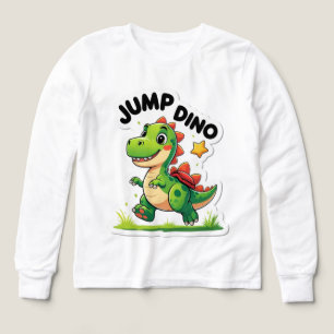 Jump Dino – Playful Cartoon Sticker T-Shirt Tri-Blend Shirts