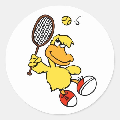 Jump Duck tennis  Choose background color Classic Round Sticker