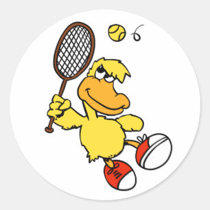 Jump Duck tennis Choose background color Classic Round Sticker