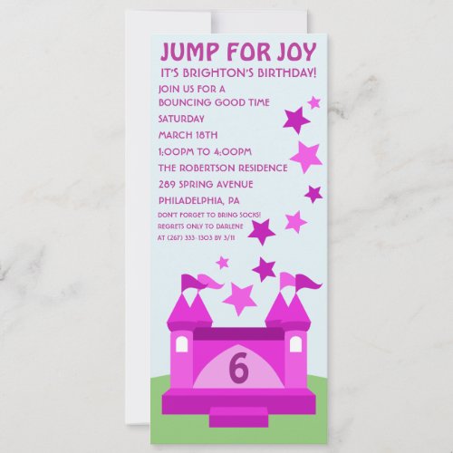 Jump for Joy Bounce House Birthday Invitation
