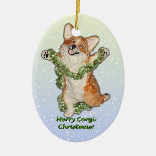 Jump for Joy Corgi Christmas Ornament