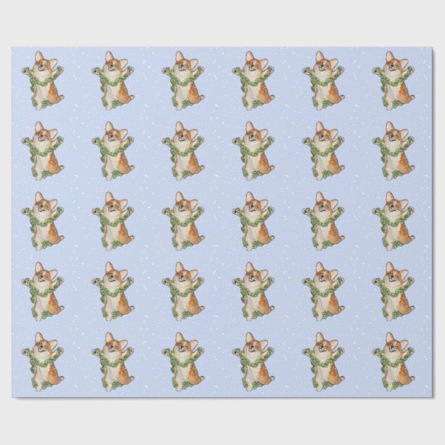 "Jump for Joy!"  Corgi wrapping paper (Seam)