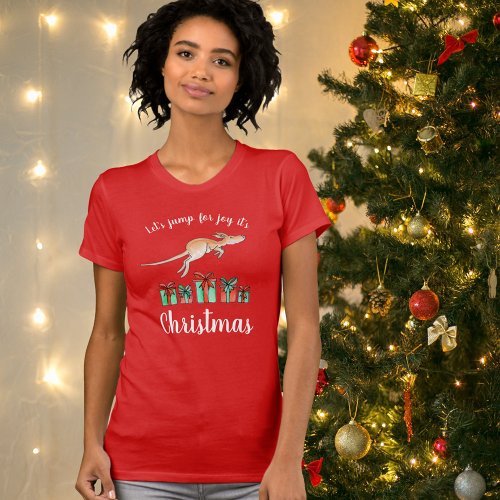 Jump for joy Kangaroo Christmas t_shirt