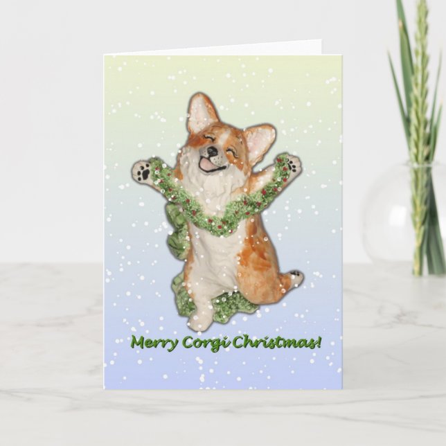"Jump For Joy" Merry Corgi Christmas Card (Front)