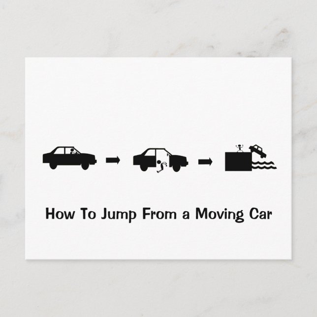Jump From a Moving Car Post Card (Front)