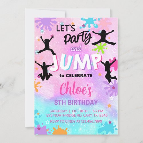 jump girl birthday invitation jump invite invitation