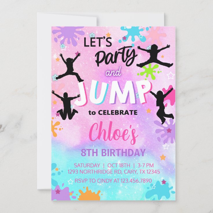 jump girl birthday invitation, jump invite. invitation Zazzle