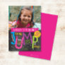 Jump Girl Birthday Party Photo Pink on Chalkboard Invitation